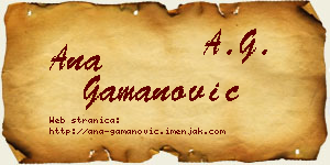 Ana Gamanović vizit kartica